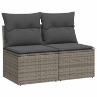 2-delige Loungeset met kussens poly rattan acacia grijs - thumbnail