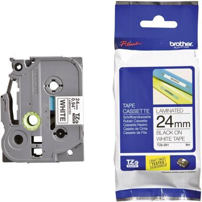 Brother TZe tape voor P-Touch 24 mm, zwart op wit