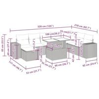 9-delige Loungeset met kussens poly rattan bruin - thumbnail