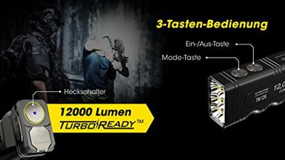 NiteCore TM12K Zaklamp werkt op een accu LED 12000 lm 233 g