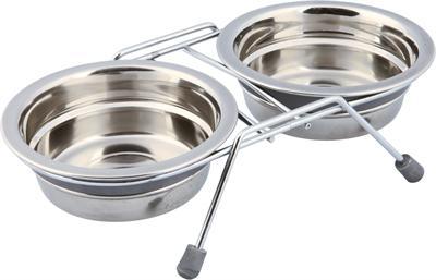 Voerbak voor honden Trixie Roestvrij staal 250 ml Dubbel 2 x 250 ml