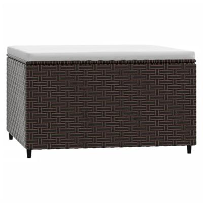 Voetensteunen 2 st met kussens poly rattan bruin - thumbnail