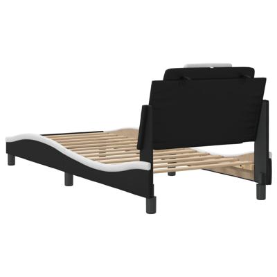 Bedframe met hoofdbord kunstleer zwart en wit 100x200 cm