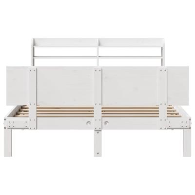 Bedframe met hoofdbord massief grenenhout wit 120x190 cm - thumbnail