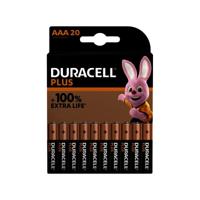 Duracell Plus-AAA CP20 Micro (AAA)-batterijen, alkalinemangaan, 1,5 V, 20 stuks - thumbnail