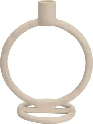 Kandelaar metaal rond 15x10x19cm warm grey