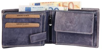 Heren portemonnee Leer Akzent Blauw Grijs Used Look Heren portemonnee Leer Akzent Blauw Grijs Used Look