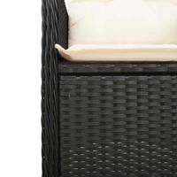 7-delige Bistroset met kussens poly rattan zwart - thumbnail