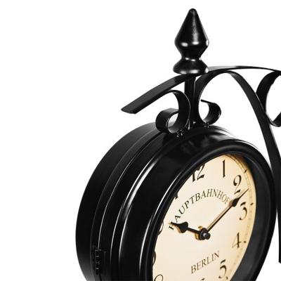 Monzana Stationsklok - met - 2 - verschillende - wijzerplaten - in - zwart Monzana Stationsklok - met - 2 - verschillende - wijzerplaten - in - zwart