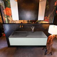 Badkamermeubelset Mondiaz Erin 120 cm met 1 Lade met RIDGE Wastafel Links Dark grey Zonder Kraangaten Greeploos Mat Greey - thumbnail