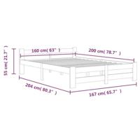 Bedframe massief grenenhout wit 160x200 cm - thumbnail