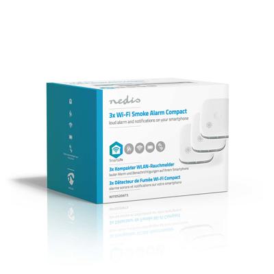 Nedis WIFIDS20WT3 Smartlife Rookmelder Wi-fi Batterij Gevoed Levenscyclus Sensor: 10 Jaar En 14604 Max. Batterijduur: 24 Maanden Android / Ios 85 Db Wit 3 Stuks