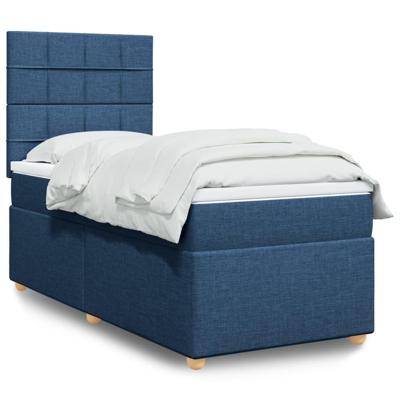Boxspring met matras stof blauw 90x200 cm