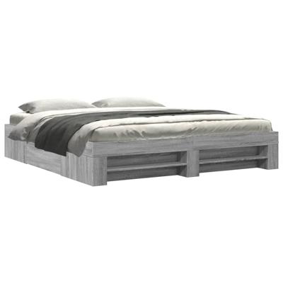 Bedframe zonder matras 180x200 cm spaanplaat grijs Sonoma