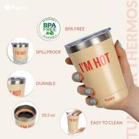 Koffiemok thermosbeker "Im hot" beige - thumbnail