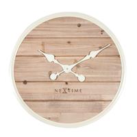 NeXtime klok 3134wi plank, ø50 cm, wall, white - thumbnail