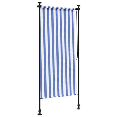 Rolgordijn voor buiten 100x270 cm stof en staal blauw en wit