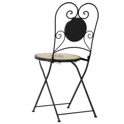 Bistrostoelen 2 st inklapbaar keramiek terracottakleurig en wit - thumbnail