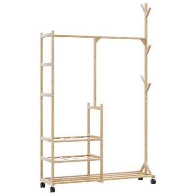 VidaXL Kledingrek met schappen en wielen 100x38x175,5 cm bamboe
