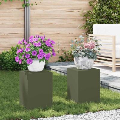 Plantenstandaard 2 pcs Olijfgroen 24 x 24 x 35 cm Staal