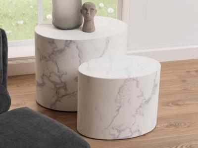 Set van 2 salontafels MARIE marmer wit