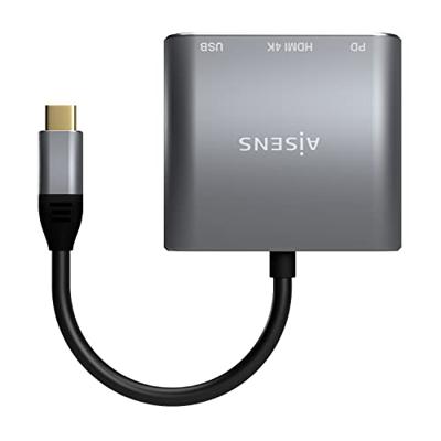 AISENS - A109-0669 Converter USB-C naar HDMI/USB-C PD/Type A USB 3.0, 3-in-1, grijs, 15 cm