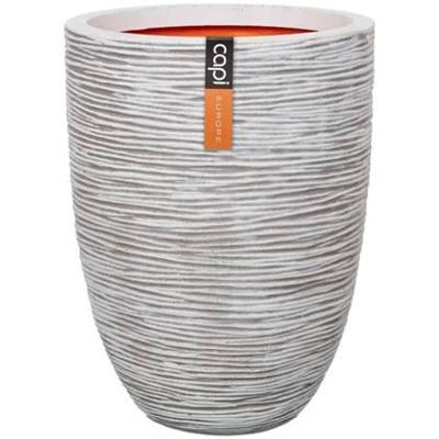 Capi nature elegant laag rib nl kunststof vaas 46x58 cm ivoor