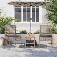 Tuinstoelen 2 st met kussens poly rattan en acaciahout grijs - thumbnail