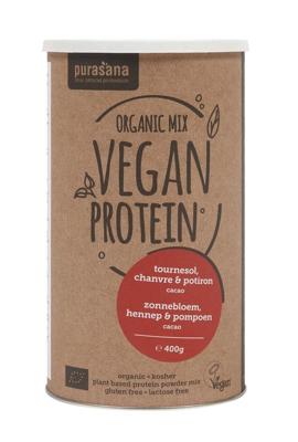 Purasana Proteine zonnebloem hennep pompoen cacao vegan bio 400 Gram