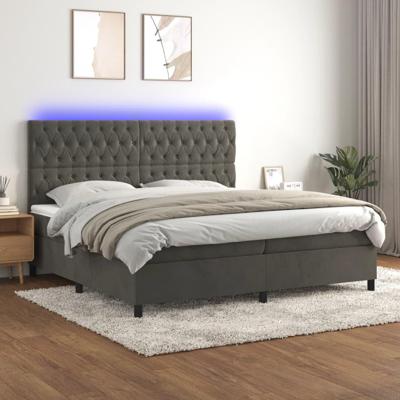 Boxspring met matras en LED fluweel donkergrijs 200x200 cm