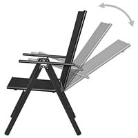 Tuinstoelen inklapbaar 4 st aluminium en textileen zwart - thumbnail