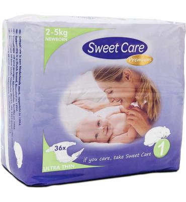 Sweetcare Sweetcare Premium Newborn Maat 1 2-5kg (36st) Sweetcare Sweetcare Premium Newborn Maat 1 2-5kg (36st)