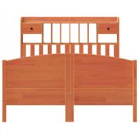 Bed met boekenkast zonder matras grenenhout wasbruin 140x200 cm - thumbnail