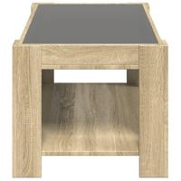 Salontafel met LED 93x53x45 cm bewerkt hout sonoma eikenkleurig - thumbnail