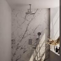 Brushed Carving thermostatische regendouche with 3-way switch, 30 cm shower head, and hand shower - SET 36 - thumbnail