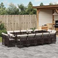 15-delige Tuinset met kussens poly rattan bruin - thumbnail