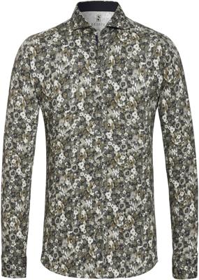 Desoto Heren Overhemd Grijs Viooltjes Print Jersey Slim Fit Desoto Heren Overhemd Grijs Viooltjes Print Jersey Slim Fit