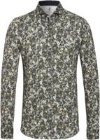 Desoto Heren Overhemd Grijs Viooltjes Print Jersey Slim Fit - thumbnail