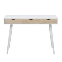 Bureau / sidetable 'Märta' 110 x 50cm met 3 laden , kleur wit / hout - thumbnail