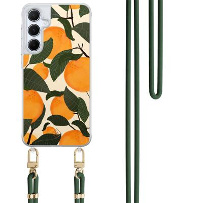 Samsung Galaxy A15 hoesje met groen koord - Orange garden Samsung Galaxy A15 hoesje met groen koord - Orange garden