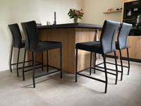 Set van 4 leren barstoelen - zwart leer - Echt leer, Modern, ontdek de vele Leersoorten en Kleuren bij ShopX - thumbnail