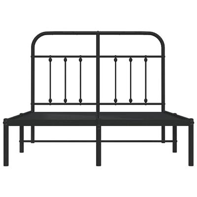 Bedframe met hoofdbord metaal zwart 120x200 cm