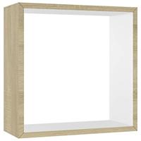 Wandschappen kubus 3 st wit en sonoma eikenkleurig - thumbnail