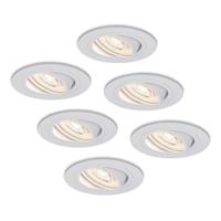 Set van 6 Pittsburg LED inbouwspots - 6W 570lm - GU10 LED Module - Extra plat - 4000K neutraal wit - Dimbaar - Kantelbaar - Binnen - Wit - thumbnail