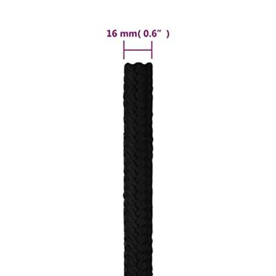 VidaXL Werktouw 16 mm 25 m polyester zwart