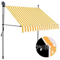 Luifel handmatig uitschuifbaar met LED 100 cm wit en oranje - thumbnail
