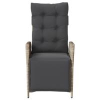 Tuinstoelen 2 st verstelbaar voetensteun poly rattan lichtgrijs - thumbnail