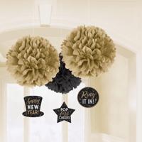Amscan Decoratie hanger happy new year pompom 40,6 cm set van 3 | 24 stuks - thumbnail