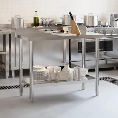 VidaXL Keukenwerktafel met spatscherm 110x55x93 cm roestvrij staal