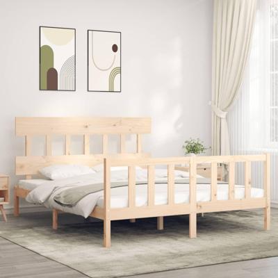 Bedframe met hoofdbord massief hout